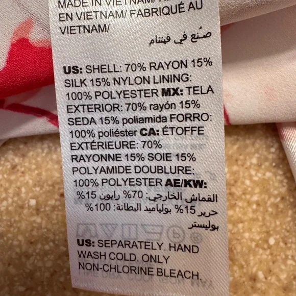 Pink and white silk blend floral blouse, size 14, from White House Black Market - Picture 7 of 8